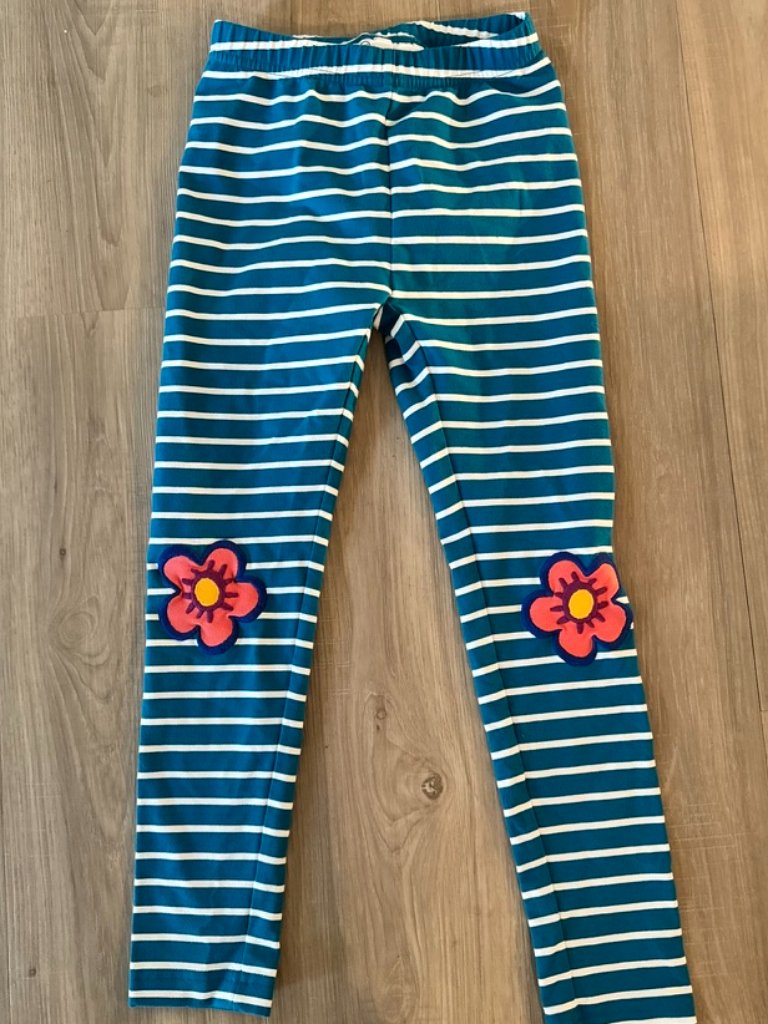 Hanna Andersson Flower Applique Leggings Size 120 Girls 6 7
